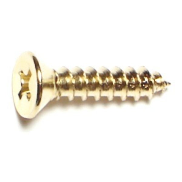 Midwest Fastener Sheet Metal Screw, #8 x 3/4 in, Brass Steel Flat Head Phillips Drive, 40 PK 64125